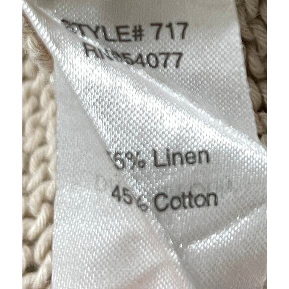 CAbi Cardigan Sweater Open Front Size M Beige Sleeveless Linen Cotton Lagnenlook - Picture 5 of 7